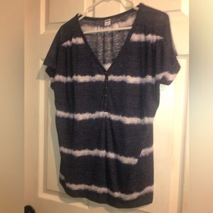 - Blue/white  tie dye look,  summer pull over tee shirt, old navy, …